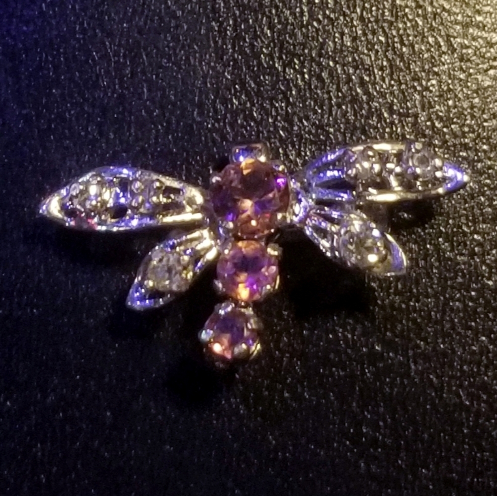 Solid 14k Gold Diamond/Tourmaline Bug